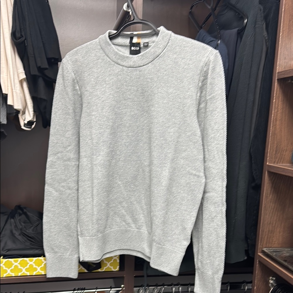Boss Gray Crewneck Sweater Versatile Knit Design
